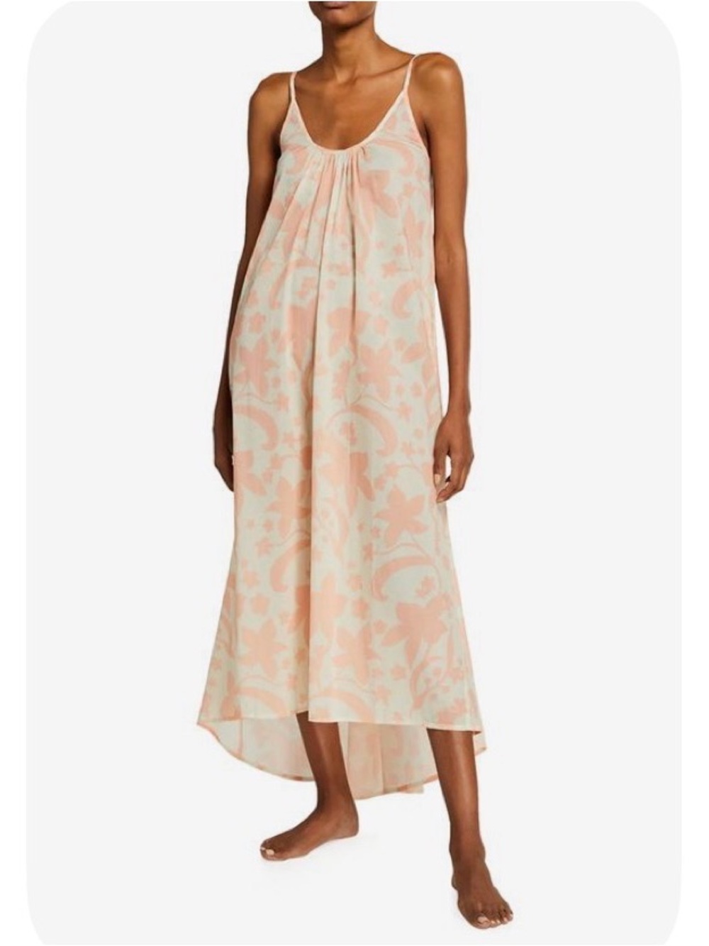 Pour Les Femmes Hawaiian
Floral-Print High-Low Lounge
Dress